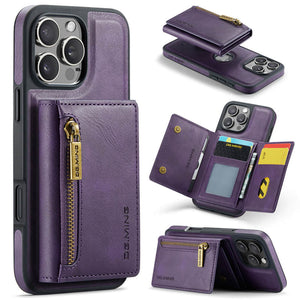 Casekis RFID Magnetic Detachable Leather Wallet Phone Case Purple