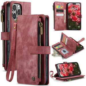 Casekis Leather Zipper Phone Case Red