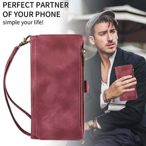 Casekis Zipper RFID Wallet Phone Case Red Wine