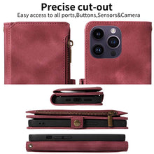 Load image into Gallery viewer, Casekis Zipper RFID Wallet Phone Case Red Wine
