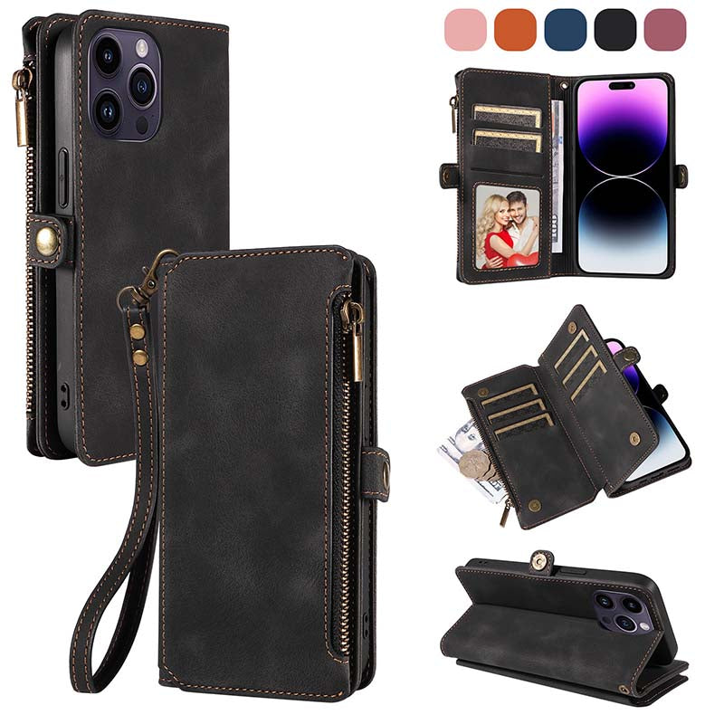 Casekis Zipper RFID Wallet Phone Case Black