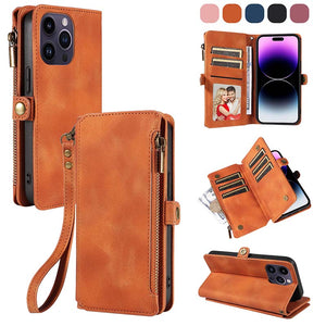 Casekis Zipper RFID Wallet Phone Case Brown