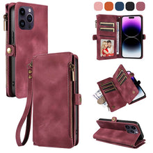 Load image into Gallery viewer, Casekis Zipper RFID Wallet Phone Case Red Wine
