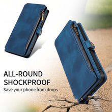 Load image into Gallery viewer, Casekis Zipper RFID Wallet Phone Case Dark Blue
