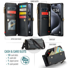 Görseli Galeri görüntüleyiciye yükleyin, Casekis Cardholer Zipper Wallet Crossbody Phone Case Black
