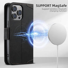 Load image into Gallery viewer, Casekis Leather Wallet Phone Case compatible with MagSafe Black

