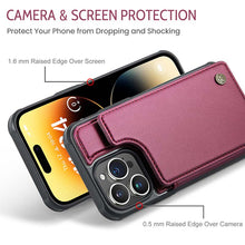 Görseli Galeri görüntüleyiciye yükleyin, Casekis RFID Cardholder Wallet Phone Case Red Wine
