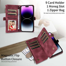 Load image into Gallery viewer, Casekis Zipper RFID Wallet Phone Case Red Wine
