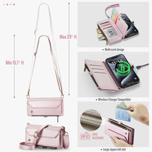 Lade das Bild in den Galerie-Viewer, Casekis Cardholer Zipper Wallet Crossbody Phone Case Pink
