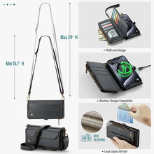 Görseli Galeri görüntüleyiciye yükleyin, Casekis Cardholer Zipper Wallet Crossbody Phone Case Black
