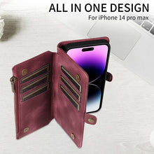 Load image into Gallery viewer, Casekis Zipper RFID Wallet Phone Case Red Wine
