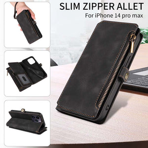 Casekis Zipper RFID Wallet Phone Case Black