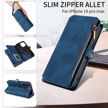 Load image into Gallery viewer, Casekis Zipper RFID Wallet Phone Case Dark Blue
