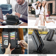 Görseli Galeri görüntüleyiciye yükleyin, Casekis Cardholer Zipper Wallet Crossbody Phone Case Black

