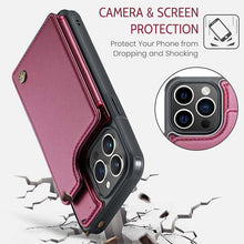 Görseli Galeri görüntüleyiciye yükleyin, Casekis RFID Cardholder Wallet Phone Case Red Wine
