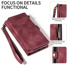 Load image into Gallery viewer, Casekis Zipper RFID Wallet Phone Case Red Wine
