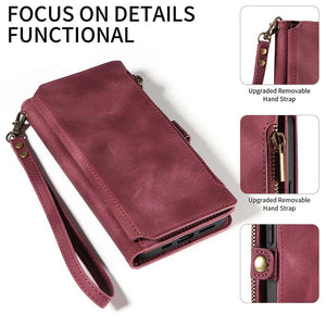 Casekis Zipper RFID Wallet Phone Case Red Wine