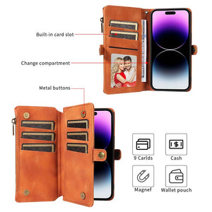 Casekis Zipper RFID Wallet Phone Case Brown