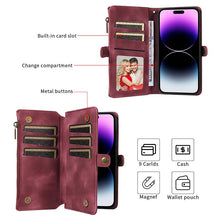 Load image into Gallery viewer, Casekis Zipper RFID Wallet Phone Case Red Wine
