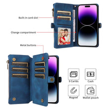 Load image into Gallery viewer, Casekis Zipper RFID Wallet Phone Case Dark Blue
