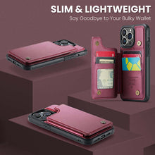 Görseli Galeri görüntüleyiciye yükleyin, Casekis RFID Cardholder Wallet Phone Case Red Wine
