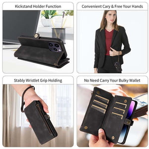 Casekis Zipper RFID Wallet Phone Case Black