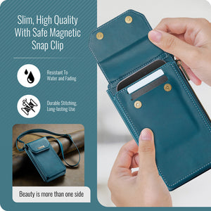 Casekis Crossbody RFID Zipper Phone Bag Blue
