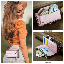 Load image into Gallery viewer, Casekis Cardholer Zipper Wallet Crossbody Phone Case Pink
