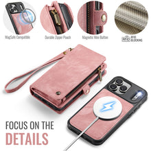 Load image into Gallery viewer, Casekis Wrist Strap Zipper Wallet Phone Case Pink
