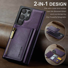 Load image into Gallery viewer, Casekis RFID Magnetic Detachable Leather Wallet Phone Case Purple
