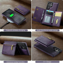 Load image into Gallery viewer, Casekis RFID Magnetic Detachable Leather Wallet Phone Case Purple
