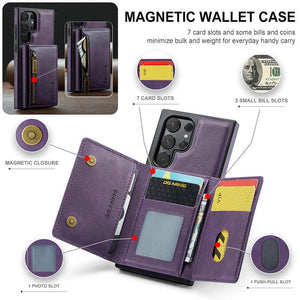 Casekis RFID Magnetic Detachable Leather Wallet Phone Case Purple