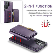 Load image into Gallery viewer, Casekis RFID Magnetic Detachable Leather Wallet Phone Case Purple
