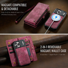 Load image into Gallery viewer, Casekis Wrist Strap Zipper Wallet Phone Case Red

