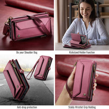 Load image into Gallery viewer, Casekis Cardholer Zipper Wallet Crossbody Phone Case Red
