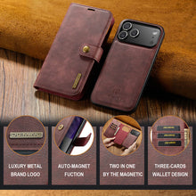 Load image into Gallery viewer, Casekis Detachable Leather Wallet Phone Case Red
