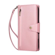 Load image into Gallery viewer, Casekis Studded Zip Leather Wallet Wristlet Phone Case Rose Gold
