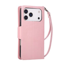Load image into Gallery viewer, Casekis Studded Zip Leather Wallet Wristlet Phone Case Rose Gold
