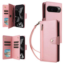 Load image into Gallery viewer, Casekis Studded Zip Leather Wallet Wristlet Phone Case Rose Gold

