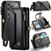 Charger l'image dans la galerie, Casekis Cardholer Zipper Wallet Crossbody Phone Case Black
