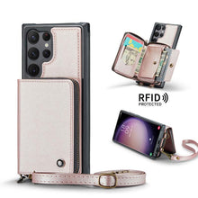 Görseli Galeri görüntüleyiciye yükleyin, Casekis Zipper Crossbody Wallet RFID Phone Case Rose Gold
