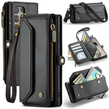 Görseli Galeri görüntüleyiciye yükleyin, Casekis Cardholer Zipper Wallet Crossbody Phone Case Black
