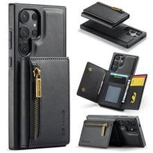 Load image into Gallery viewer, Casekis RFID Magnetic Detachable Leather Wallet Phone Case Black
