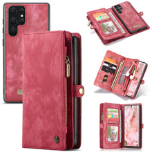 Load image into Gallery viewer, Casekis Zipper Wallet PU Leather Case Red
