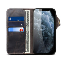 Carica l'immagine nel visualizzatore di Gallery, Casekis Genuine Cowhide Leather Button Flip Phone Case Black
