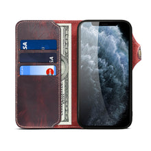 Muat gambar ke penampil Galeri, Casekis Genuine Cowhide Leather Button Flip Phone Case Red
