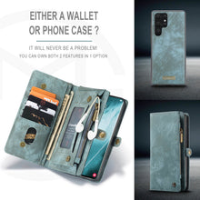 Load image into Gallery viewer, Casekis Zipper Wallet PU Leather Case Blue
