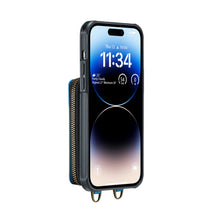 गैलरी व्यूवर में इमेज लोड करें, Casekis Zipper Crossbody Wallet RFID Phone Case Blue
