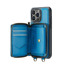 गैलरी व्यूवर में इमेज लोड करें, Casekis Zipper Crossbody Wallet RFID Phone Case Blue
