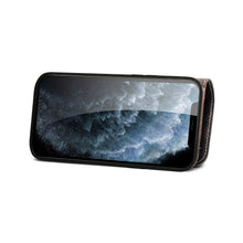 Carica l'immagine nel visualizzatore di Gallery, Casekis Genuine Cowhide Leather Button Flip Phone Case Black
